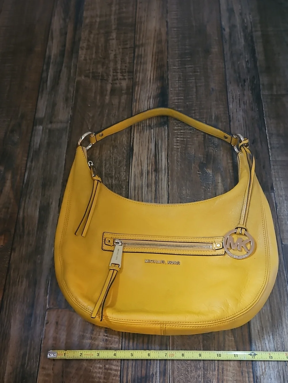 Michael Kors Mustard Yellow Leather Hobo with MK Gold‎ Charm